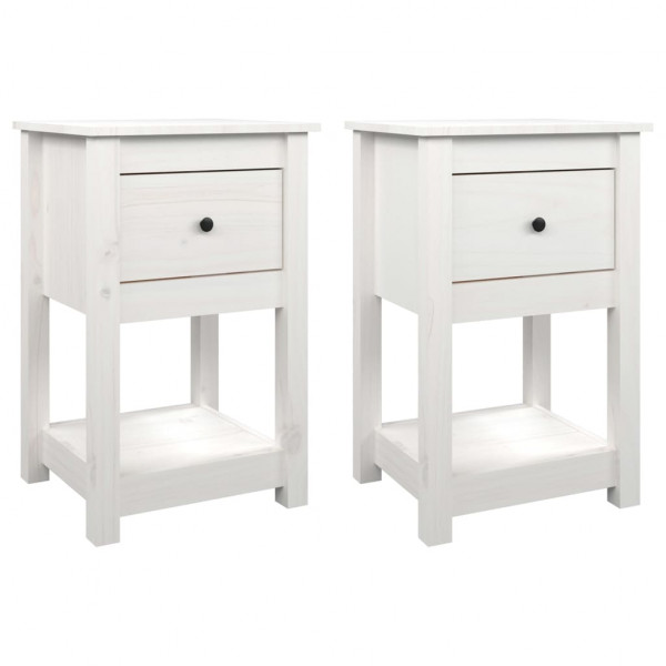 Mesas de cabeceira 2 pcs 40x35x61.5 cm pinho maciço branco M 2