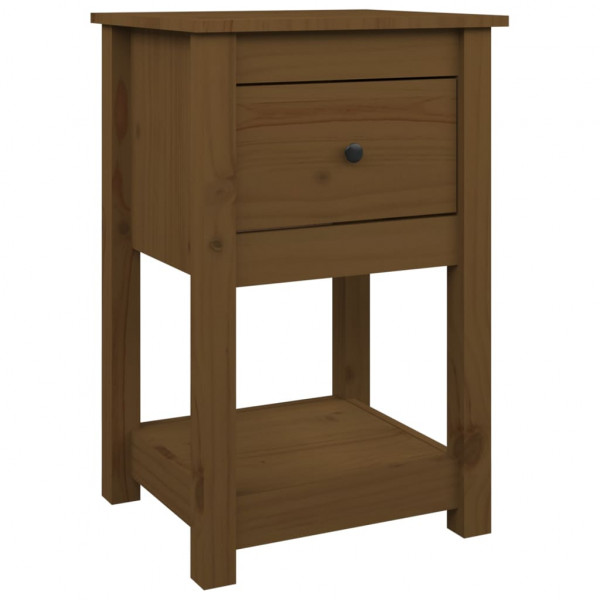 Mesita de noche madera maciza de pino marrón miel 40x35x61.5 cm M 2