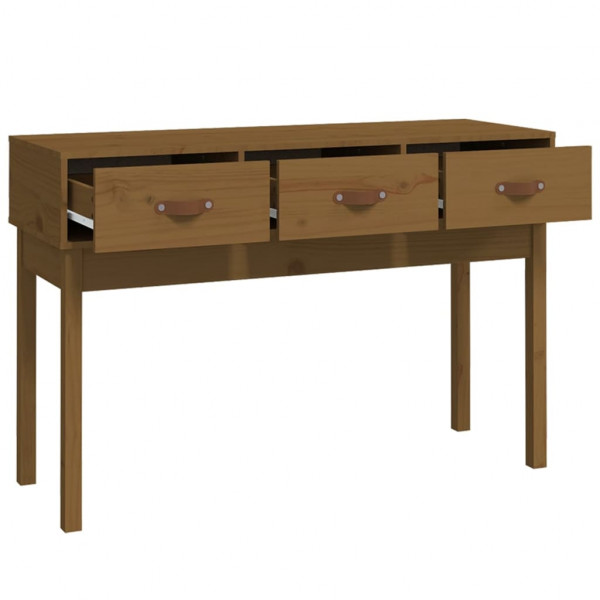 Mesa consola de madera maciza de pino marrón miel 114x40x75 cm M 4