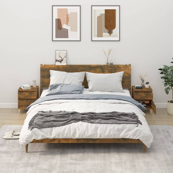 Mesitas de noche 2 unidades roble ahumado 40x35x50 cm D