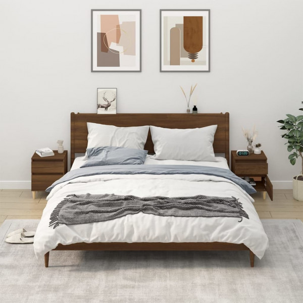 Mesitas de noche 2 unidades roble marrón 40x35x50 cm D