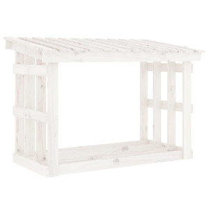 Suporte para lenha 108x64.5x77 cm pinho maciço branco H