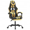 Silla gaming con reposapiés cuero sintético negro dorado 2
