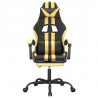 Silla gaming con reposapiés cuero sintético negro dorado 1
