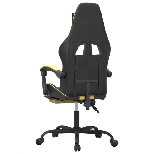 Silla gaming con reposapiés cuero sintético negro dorado M 4