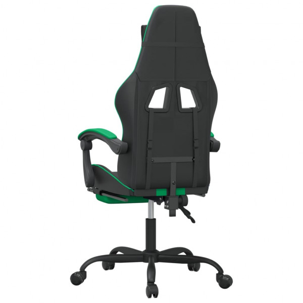Silla gaming con reposapiés cuero sintético negro verde M 4