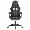 Silla gaming con reposapiés cuero sintético negro gris 3