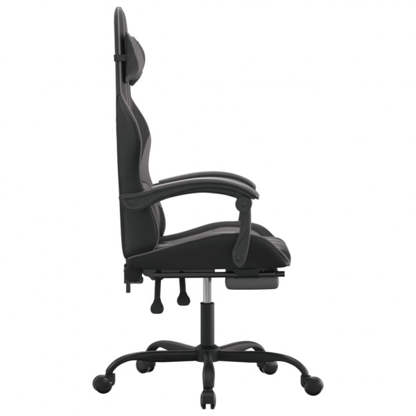 Silla gaming con reposapiés cuero sintético negro gris M 4