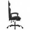 Silla gaming con reposapiés cuero sintético negro gris 4