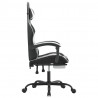 Silla gaming con reposapiés cuero sintético negro blanco 4