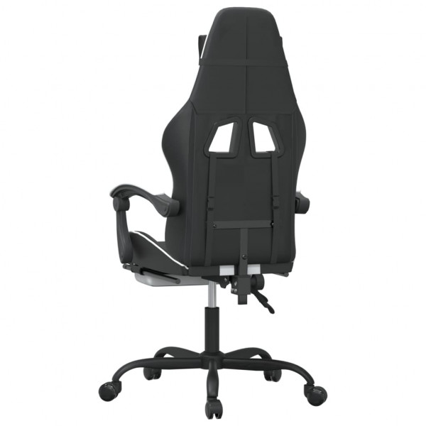Silla gaming con reposapiés cuero sintético negro blanco M 5