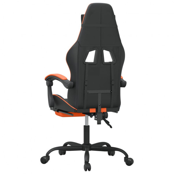 Cadeira gamer com apoio para pés em couro sintético preto laranja M 5