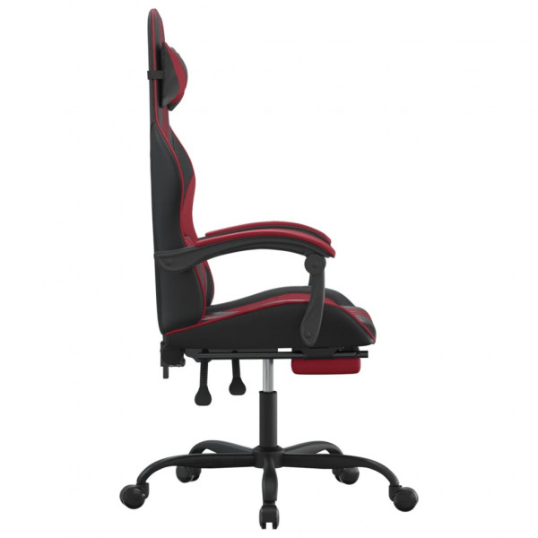 Silla gaming con reposapiés cuero sintético negro rojo tinto M 4