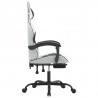 Silla gaming con reposapiés cuero sintético blanco negro 4