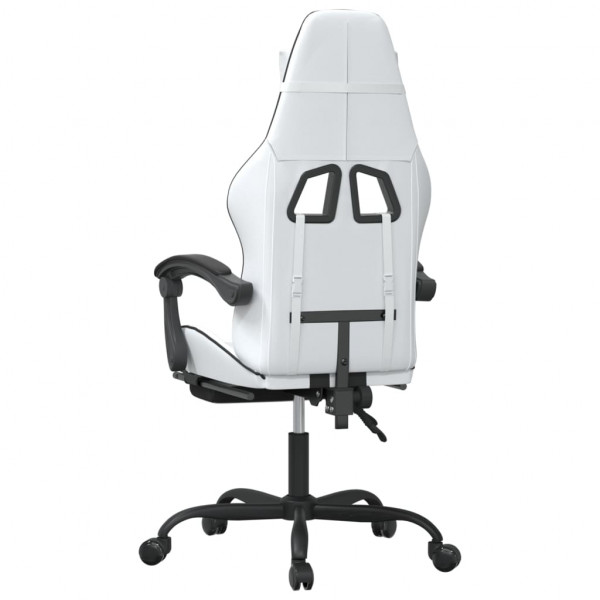 Silla gaming con reposapiés cuero sintético blanco negro M 5
