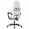 Silla gaming con reposapiés cuero sintético blanco negro 5