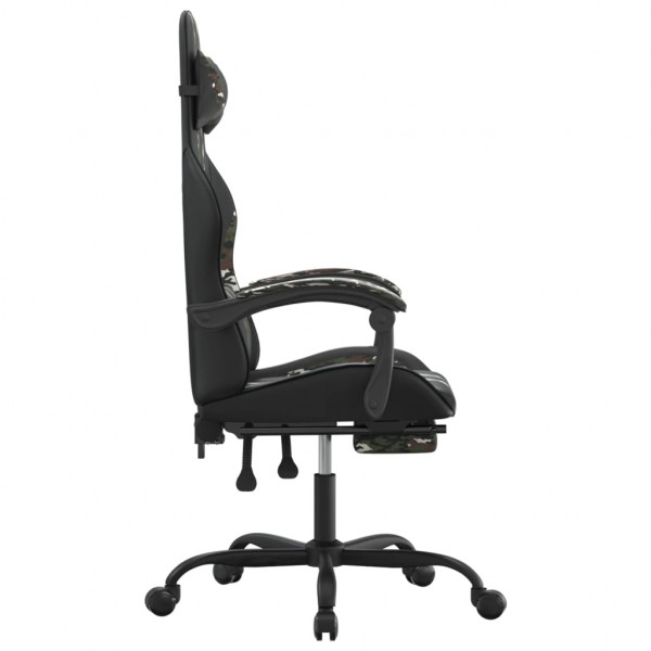 Silla gaming con reposapiés cuero sintético negro camuflaje M 4