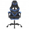 Silla gaming con reposapiés cuero sintético negro azul 3