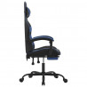 Silla gaming con reposapiés cuero sintético negro azul 4