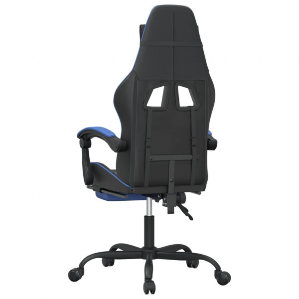 Cadeira gaming c/ apoio para pés couro artificial preto e azul M 5