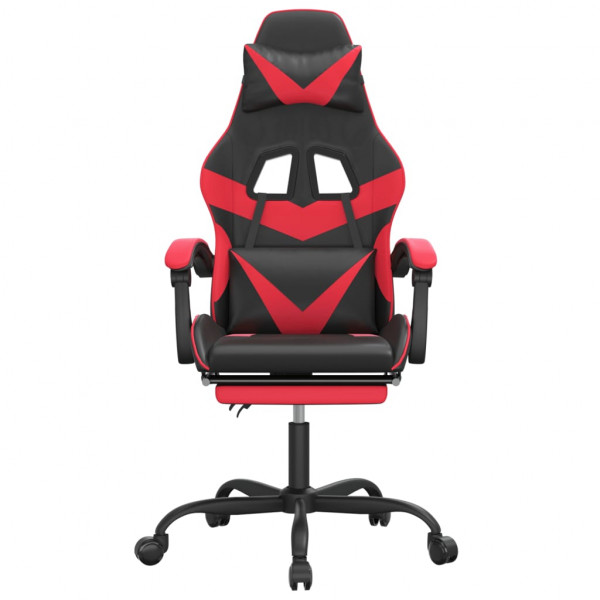 Silla gaming con reposapiés cuero sintético negro rojo M 3