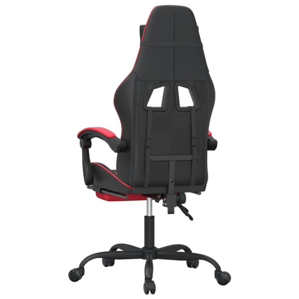 Silla gaming con reposapiés cuero sintético negro rojo M 5