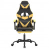 Silla gaming con reposapiés cuero sintético negro dorado 3