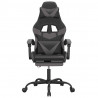 Silla gaming con reposapiés cuero sintético negro gris 3