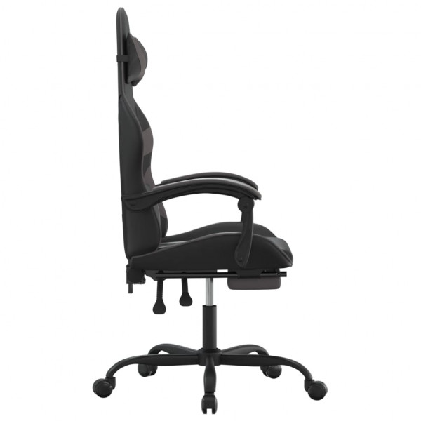 Silla gaming con reposapiés cuero sintético negro gris M 4