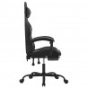 Silla gaming con reposapiés cuero sintético negro gris 4