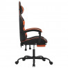 Silla gaming con reposapiés cuero sintético negro naranja 4