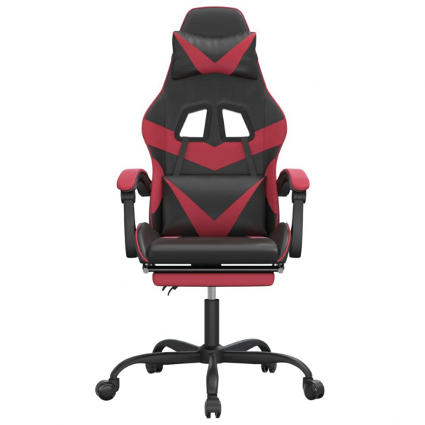 Silla gaming con reposapiés cuero sintético negro rojo tinto M 3