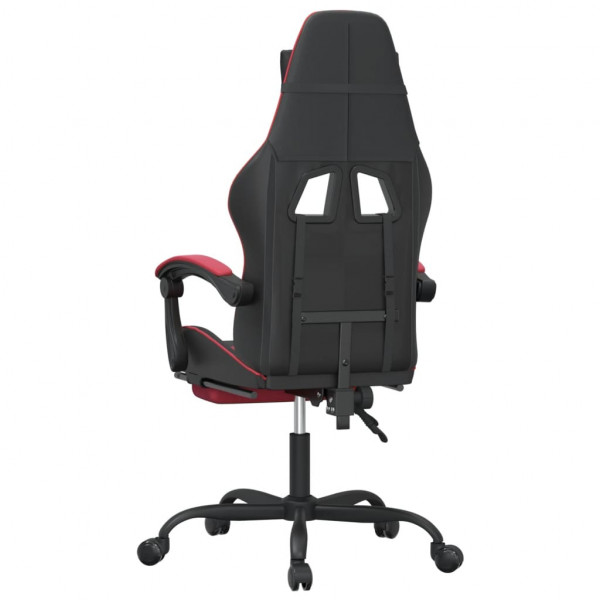 Silla gaming con reposapiés cuero sintético negro rojo tinto M 5