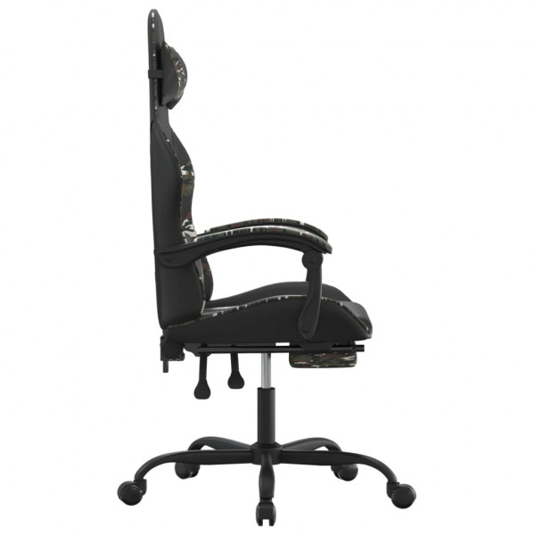 Silla gaming con reposapiés cuero sintético negro camuflaje M 4