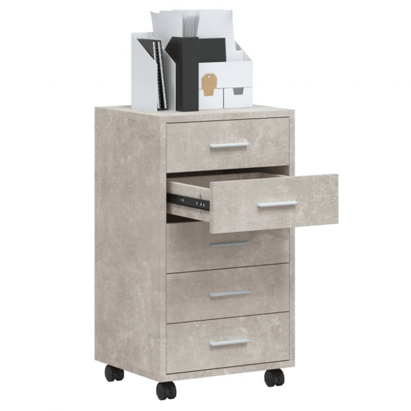 Cajonera con ruedas madera contrachapada gris hormigón M 3