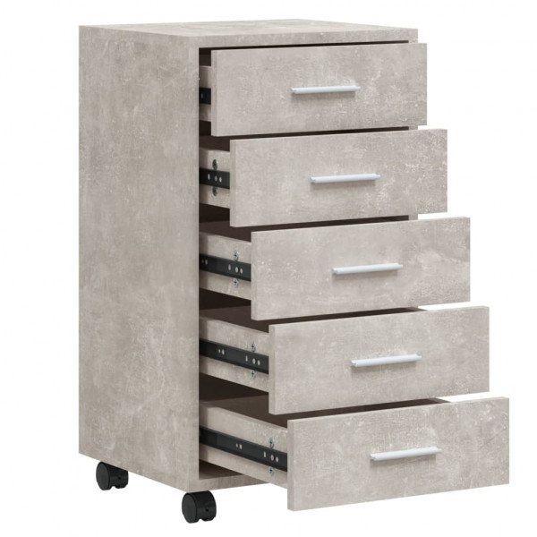 Cajonera con ruedas madera contrachapada gris hormigón M 5