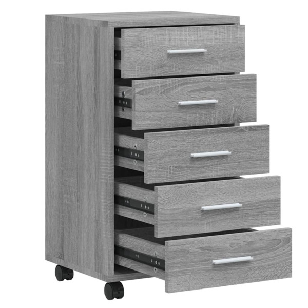 Cajonera con ruedas madera contrachapada gris Sonoma M 5