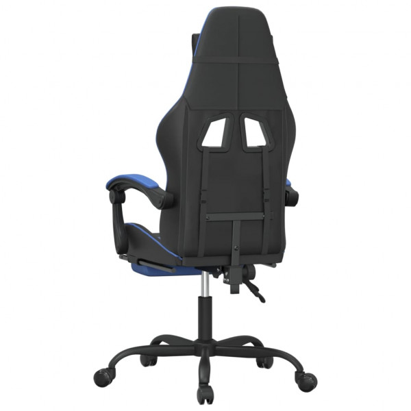 Silla gaming giratoria y reposapiés cuero sintético negro azul M 5