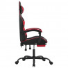 Silla gaming giratoria y reposapiés cuero sintético negro rojo 4