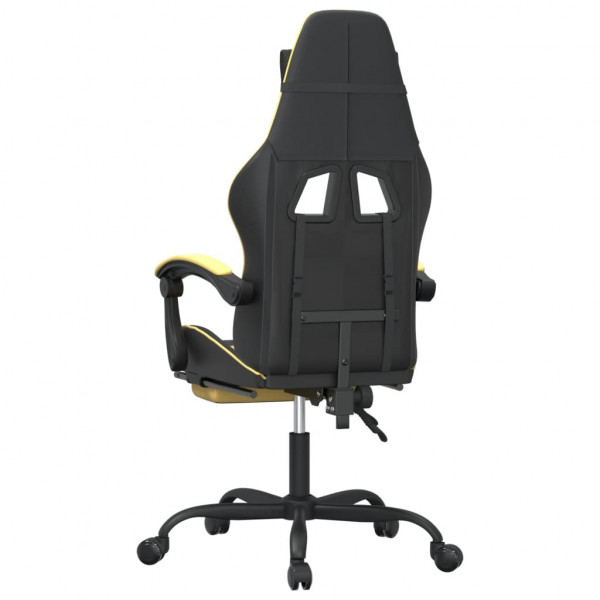 Silla gaming giratoria reposapiés cuero sintético negro dorado M 5