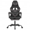 Silla gaming giratoria y reposapiés cuero sintético negro gris 3