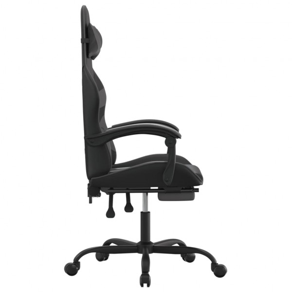 Silla gaming giratoria y reposapiés cuero sintético negro gris M 4