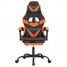 Silla gaming giratoria reposapiés cuero sintético negro naranja 3