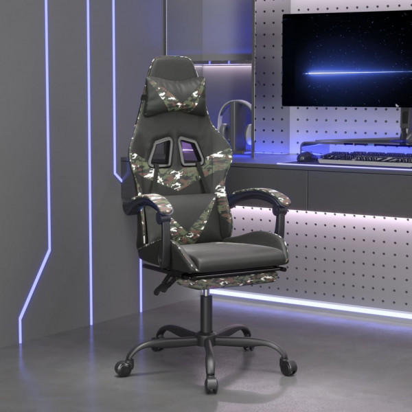 Silla gaming giratoria y reposapiés cuero sintético M 5