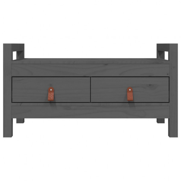 Banco de recibidor madera maciza de pino gris 80x40x43 cm M 3