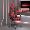 Silla gaming giratoria y reposapiés cuero sintético negro rojo 1