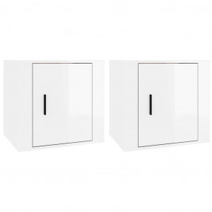 Mesitas de noche 2 unidades blanco brillante 50x39x47 cm H