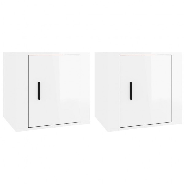 Mesitas de noche 2 unidades blanco brillante 50x39x47 cm M 2