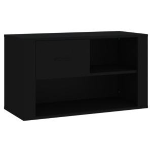 Mueble zapatero madera contrachapada negro 80x35x45 cm H