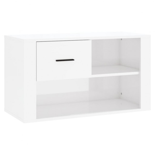 Mueble zapatero madera contrachapada blanco brillo 80x35x45 cm M 2